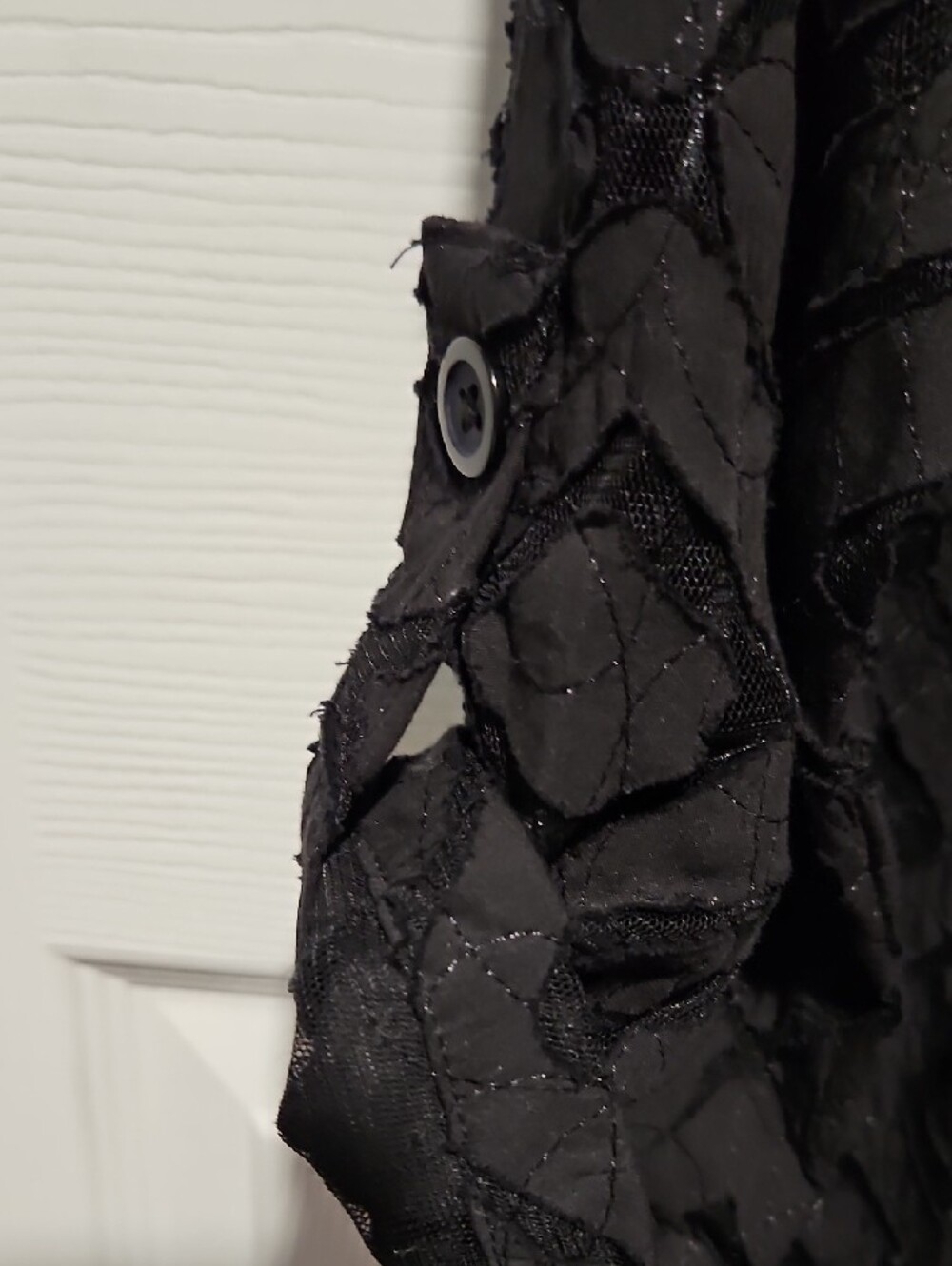 Alfred Dunner Black Textured Button-Up Blouse - Picture 4 of 6